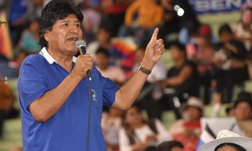 El expresidente Evo Morales (2006-2019) habla en un acto en Cochabamba (Bolivia). EFE/Jorge Abrego