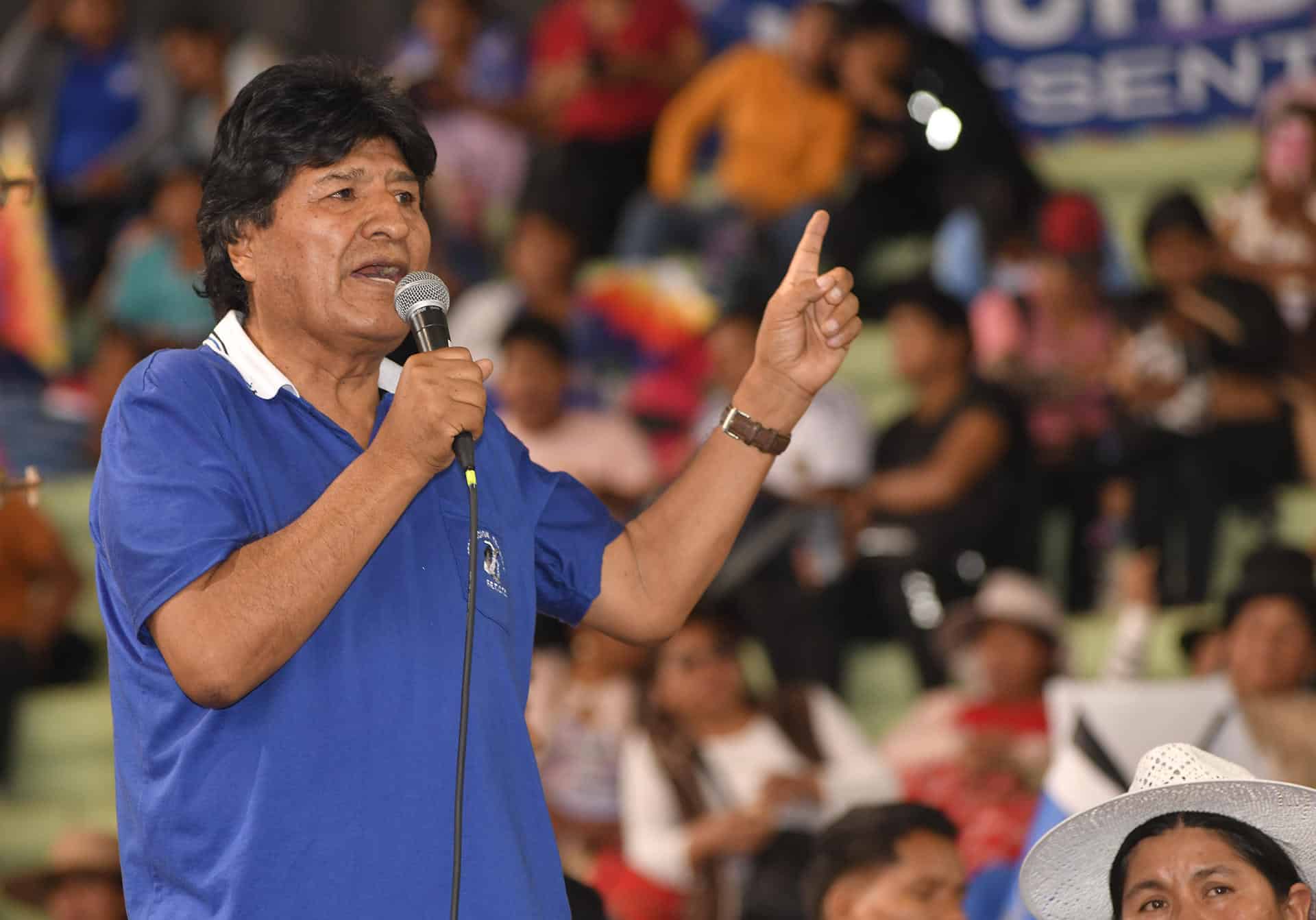 El expresidente Evo Morales (2006-2019) habla en un acto en Cochabamba (Bolivia). EFE/Jorge Abrego