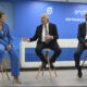 Los presidentes de la Asociación de Clubes de Baloncesto (ACB), Antonio Martín (d), y la Federación Española de Baloncesto (FEB), Elisa Aguilar, junto al consejero delegado de Endesa, José Bogas (c), durante la presentación de la renovación del acuerdo de colaboración de la compañía energética con el baloncesto español el pasado día 18 de abril, EFE/Fernando Villar