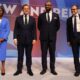 De izquierda a derecha, Kemi Badernoch, Robert Jenrick, James Cleverly y Tom Tugendhat en la clausura del congreso anual del Partido Conservador en Birmingham, el 2 de october 2024. EFE/EPA/NEIL HALL