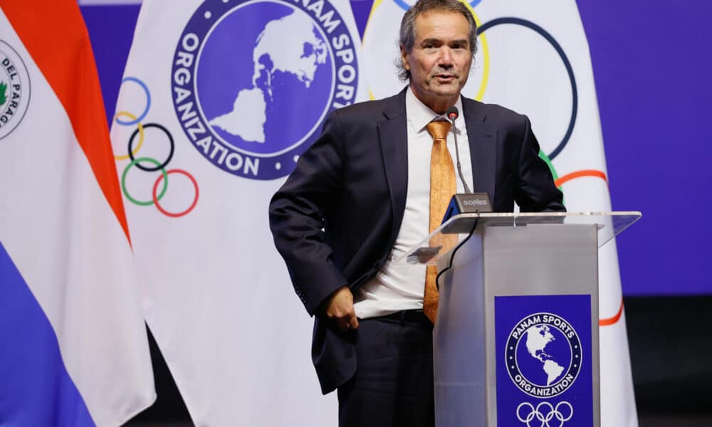 El presidente de Panam Sports, Neven Ilic, ha sido elegido este miércoles en la ciudad paraguaya de Luque para un tercer periodo que se extenderá hasta 2028. EFE/ Juan Pablo Pino