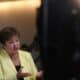 La Directora Gerente del FMI, Kristalina Georgieva, concede una entrevista durante las Reuniones Anuales del Fondo Monetario Internacional (FMI) y el Grupo del Banco Mundial (GBM) en Washington, DC, EE. UU., el 24 de octubre de 2024. EFE/EPA/Annabelle Gordon