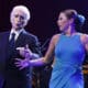 El tenor Josep Carreras (i) y la bailaora Sara Baras (d) durante su concierto con motivo de la clausura la Copa del América de Vela y los actos del bicentenario de Passeig de Gràcia este domingo, en Barcelona. EFE/ Quique García