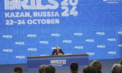 El presidente ruso, Vladimir Putin, habla durante su conferencia de prensa en la cumbre BRICS en Kazán, Rusia, el 24 de octubre de 2024. La cumbre BRICS tendrá lugar del 22 al 24 de octubre. (Rusia) EFE/EPA/MÁXIMO SHIPENKOV