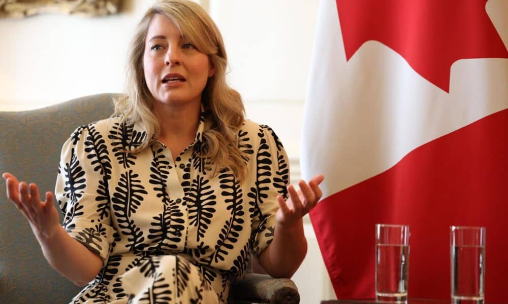 Fotografía de la ministra de Asuntos Exteriores de Canadá, Mélanie Joly. EFE/Neil Hall