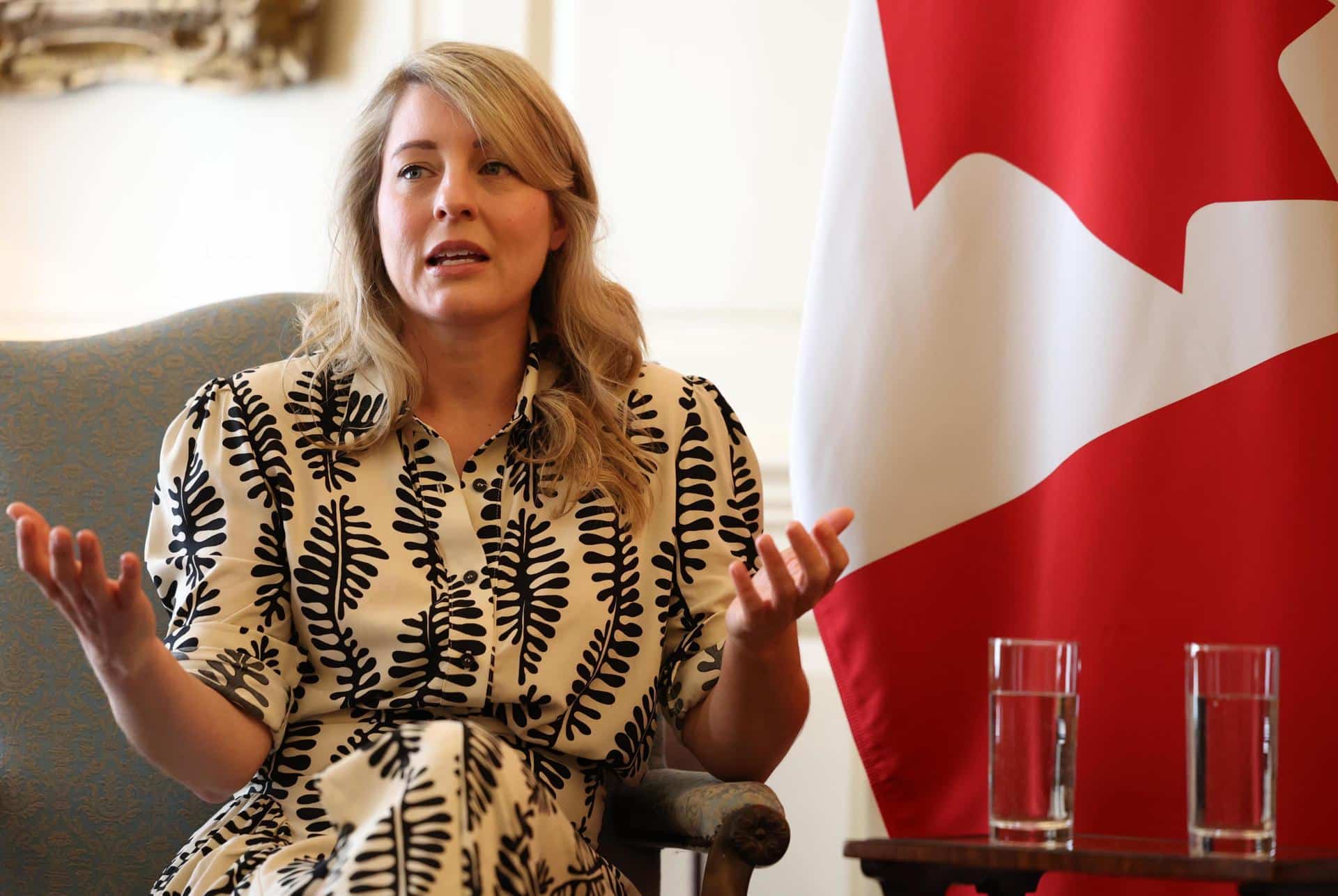 Fotografía de la ministra de Asuntos Exteriores de Canadá, Mélanie Joly. EFE/Neil Hall