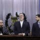 El magistrado Carlos Lucero Paz (i), el presidente de Guatemala, Bernardo Arévalo de León (c), y el presidente del Congreso, Nery Ramos, participan durante la toma de posesión de los magistrados de la Corte Suprema de Justicia periodo 2024-2029, este domingo en Ciudad de Guatemala (Guatemala). EFE/Mariano Macz