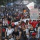 Indígenas simpatizantes del Ejército Zapatista de Liberación Nacional (EZLN), protestan este jueves en Ciudad de México (México). EFE/ Mario Guzmán