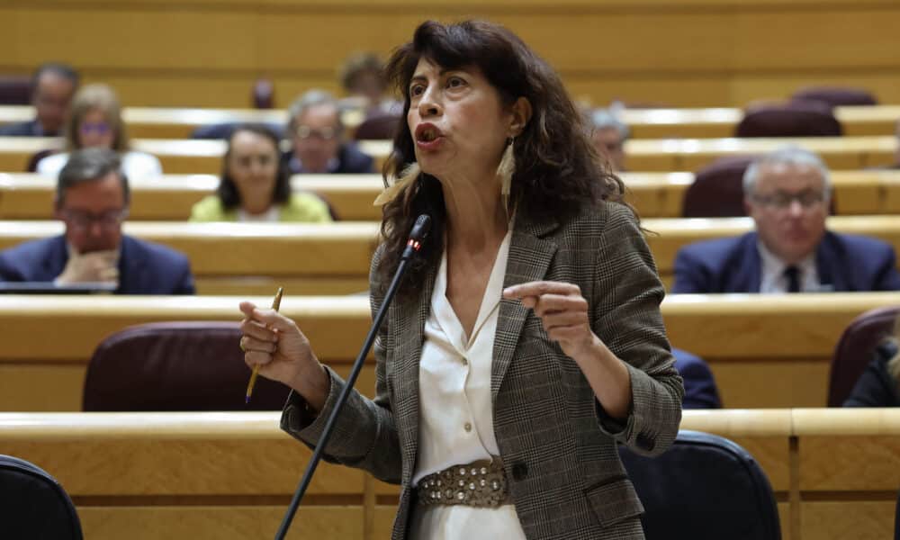 MADRID, 08/10/2024.- La ministra de Igualdad, Ana Redondo, durante la sesión de control al Gobierno celebrada este martes por el pleno del Senado. EFE/ Kiko Huesca