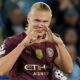 El delantero del City Erling Haaland celebra un gol, durante el partido de la segunda jornada de la UEFA Champions League que han jugado Slovan Bratislava y Manchester City en Bratislava, Eslovaquia. EFE/EPA/JAKUB GAVLAK