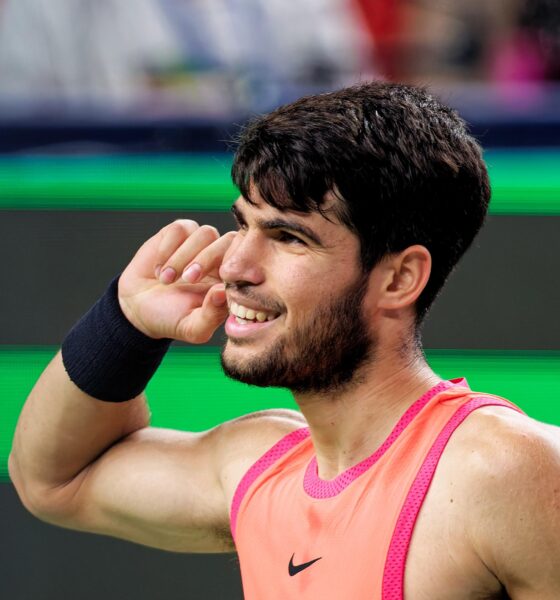 Carlos Alcaraz durante su partido ante Juncheng Shang en el Masters 1.000 de Shanghái. EFE/EPA/ALEX PLAVEVSKI