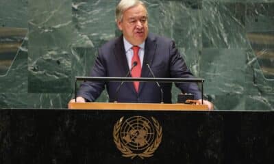 El secretario General de las Naciones Unidas (ONU), Antonio Guterres, habla durante el debate general del 79º período de sesiones de la Asamblea General de las Naciones Unidas en la Sede de las Naciones Unidas en Nueva York, Nueva York, EE.UU., el 24 de septiembre de 2024.EFE/EPA/Justin Lane