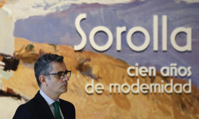 El ministro de Presidencia, Justicia y Relaciones con las Cortes, Félix Bolaños, a su llegada a la inauguración de la exposición de la Galería de las Colecciones Reales 'Sorolla, cien años de modernidad' organizada por Patrimonio Nacional y Light Art Exhibitions, en el cierre de su Centenario. EFE/ Javier Lizon