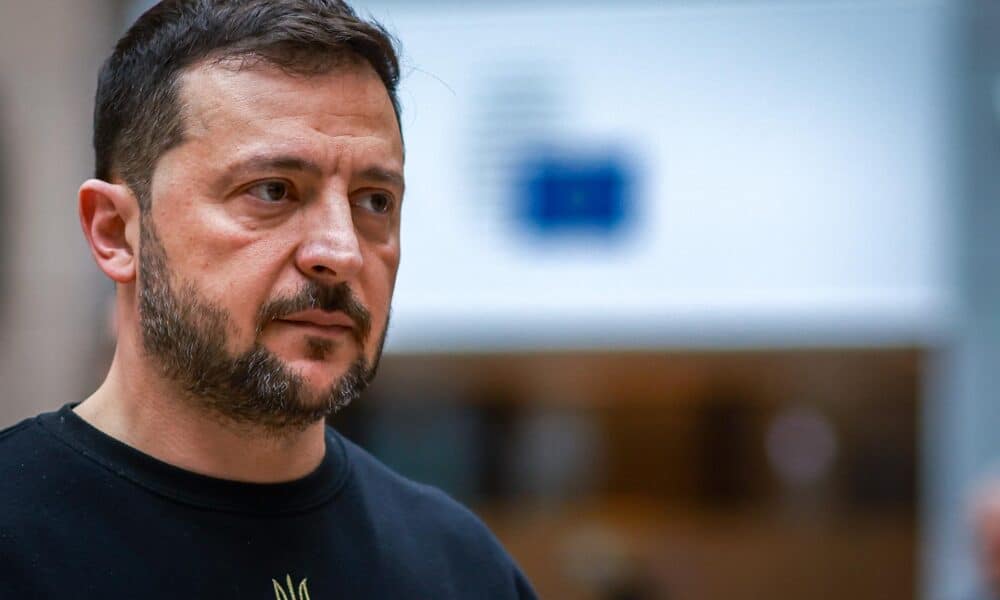 El presidente ucraniano, Volodímir Zelenski, durante la cumbre del Consejo Europeo en Bruselas el 17 de octubre de 2024. EFE/EPA/OLIVIER HOSLET