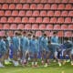 Los jugadores del Atlético de Madrid, durante el entrenamiento.-EFE/ Borja Sanchez-Trillo