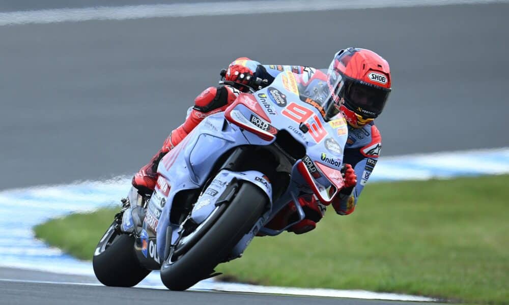 Marc Márquez, en acción durante los entrenamientos libres de MotoGP del Gran Premio de Australia de Motociclismo, en el circuito de Phillip Island. (Motociclismo, Ciclismo, España) EFE/EPA/JOEL CARRETT AUSTRALIA Y NUEVA ZELANDA OUT