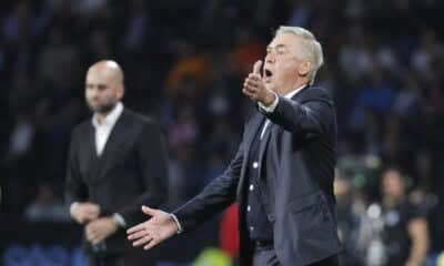 El entrenador del Real Madrid, Carlo Ancelotti, durante el partido de la décima jornada de LaLiga EA Sports que Celta de Vigo y Real Madrid disputaron en el estadio de Balaídos. EFE/Lavandeira