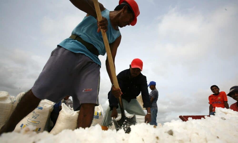 Fotografía de archivo en donde se ve un trabajador en una mina de sal en Maracaibo, estado de Zulia (Venezuela). EFE/David Fernández