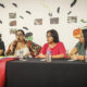 La activista Paola Morales (ci) habla durante una rueda de prensa, este jueves en la ciudad de Tijuana (México). EFE/Joebeth Terríquez