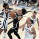 Ja Morant (i) de los Memphis Grizzlies disputa el balón con Jalen Wilson de los Brooklyn Nets, este miércoles durante un partido de la NBA en el FedEx Forum, en Memphis. EFE/ Karen Pulfer Focht