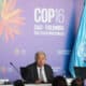 El secretario general de la ONU, António Guterres habla durante una rueda de prensa este miércoles en Cali (Colombia), donde se celebra la Conferencia de las Naciones Unidas sobre Biodiversidad (COP16). EFE/ Ernesto Guzmán Jr.