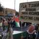 Manifestantes participan este lunes durante una jornada de protesta en contra de la violencia y en apoyo a Palestina en Bogotá (Colombia). EFE/Carlos Ortega