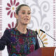 La presidenta de México Claudia Sheinbaum, participa este jueves en una rueda de prensa en Palacio Nacional, en la Ciudad de México (México). EFE/ Mario Guzmán