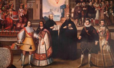 Fotograma cedido por López-Li Films de la obra que retrata el matrimonio del capitán Martín García de Loyola y la Inca Ñusta Beatriz Clara Qoya, hija de Sayri Túpac (padres de la primera marquesa de Oropesa), pintura del siglo XVII y ubicada en la Iglesia de la Compañía de Jesús en Cusco (Perú). EFE/ López-li Films