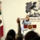 La presidenta de México, Claudia Sheinbaum, habla este jueves durante su conferencia de prensa matutina en Palacio Nacional de la Ciudad de México (México). EFE/José Méndez