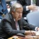 Fotografía de archivo del secretario General de las Naciones Unidas, Antonio Guterres, durante una reunión de alto nivel del Consejo de Seguridad de las Naciones Unidas celebrada al margen del debate general en curso del 79º período de sesiones de la Asamblea General, en Nueva York, EE.UU., 25 de septiembre de 2024.EFE/EPA/Justin Lane