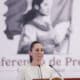 La presidenta de México, Claudia Sheinbaum, participa este martes durante una rueda de prensa, en Palacio Nacional de la Ciudad de México (México). EFE/Isaac Esquivel