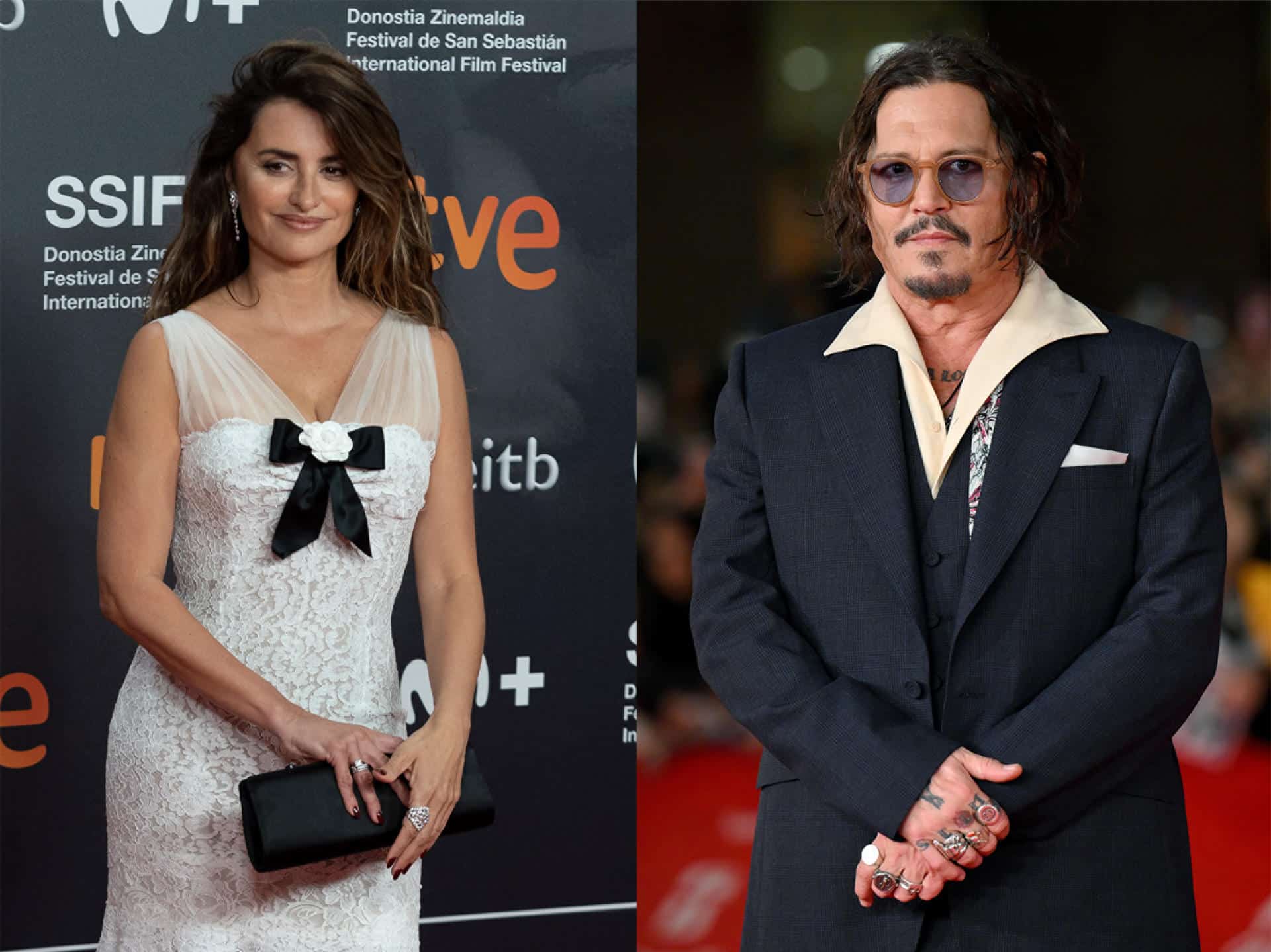 Combo de fotografías de archivo que muestran a la actriz española Penélope Cruz y el estadounidense Johnny Depp. EFE/Archivo