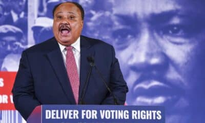 Fotografía de archivo del 17 de enero de 2022 de Martin Luther King III, hablando durante una rueda de prensa en la Union Station, en Washington (Estados Unidos). EFE/ Shawn Thew