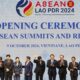 Vientiane (Laos), 09/10/2024.- ASEAN leaders (L-R) Myanmar's Permanent Secretary of Foreign Affairs Aung Kyaw Moe, Philippines's President Ferdinand 'Bongbong' Marcos Jr., Singapore's Prime Minister Lawrence Wong, Thailand's Prime Minister Paetongtarn Shinawatra, Vietnam's Prime Minister Pham Minh Chinh, Laos' President Thongloun Sisoulith, Laos' Prime Minister Sonexay Siphandone, Malaysia's Prime Minister Anwar Ibrahim, Brunei's Sultan Hassanal Bolkiah, Cambodia's Prime Minister Hun Manet and Indonesia's Vice President Ma'ruf Amin leave the stage after a group photo during the opening ceremony of the 44th and 45th ASEAN Summits and Related Summits at the National Convention Center in Vientiane, Laos, 09 October 2024. Leaders of the Association of Southeast Asian Nations (ASEAN) gather at a summit hosted by Laos in the capital of Vientiane to strengthen diplomatic ties and discuss the ongoing civil unrest in Myanmar and tension in the South China Sea. (Camboya, Malasia, Birmania, Filipinas, Singapur, Tailandia, Singapur) EFE/EPA/RUNGROJ YONGRIT