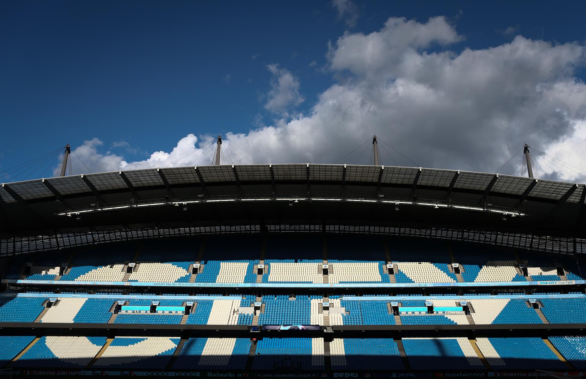 Vista general del Etihad Stadium durante un entrenamiento del Mnachester City. EFE/EPA/ADAM VAUGHAN