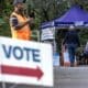 Señal que indica el lugar para depositar el voto anticipado en las elecciones de Estados Unidos. EFE/EPA/Cristóbal Herrera