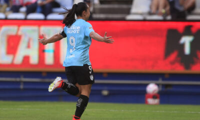 Imagen de archivo de Charlyn Corral de Pachuca celebrando un gol. EFE / David Martínez Pelcastre