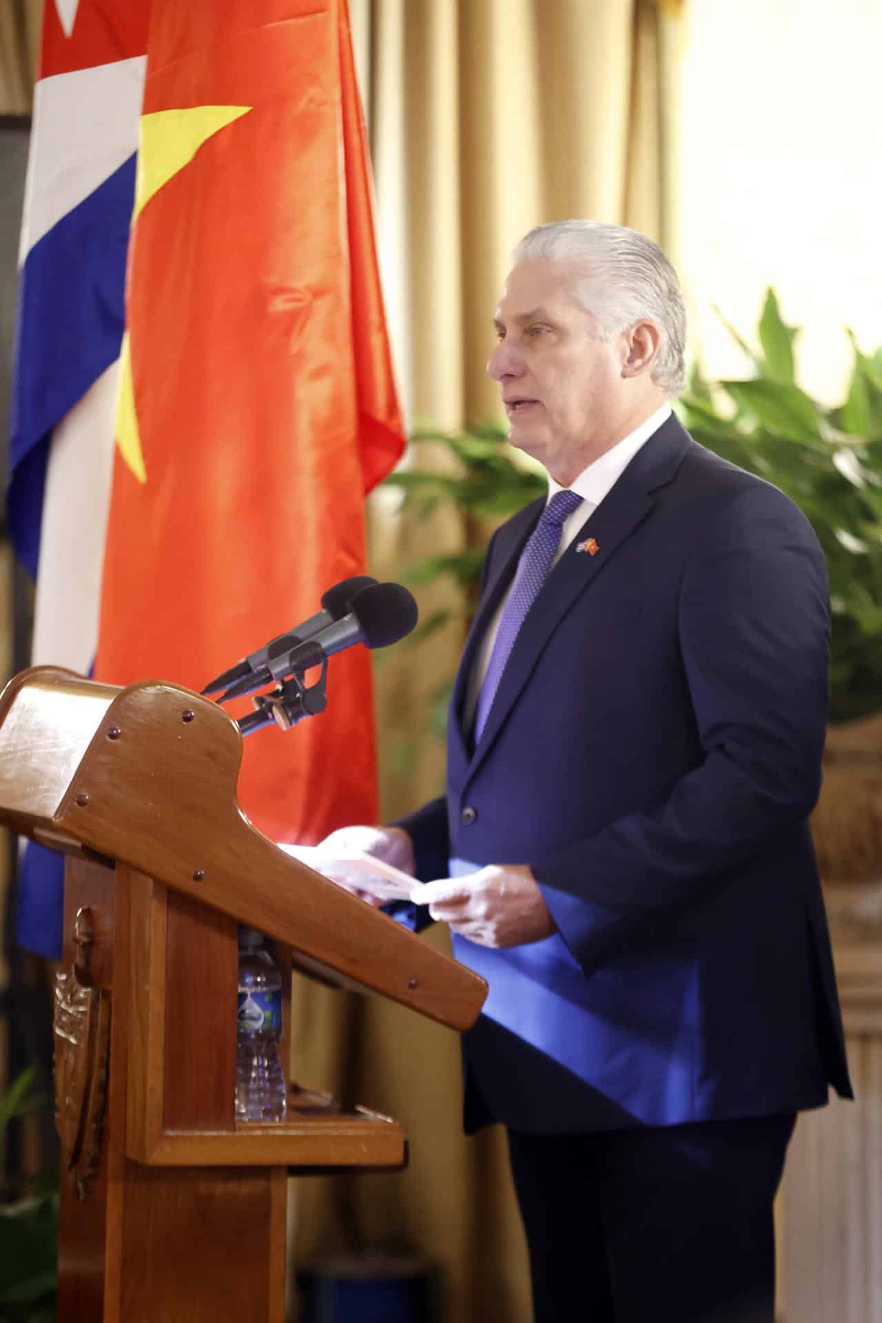 Fotografía de archivo del presidente de Cuba, Miguel Díaz-Canel, en un acto bilateral, en La Habana (Cuba). EFE/ Ernesto Mastrascusa POOL