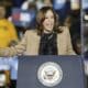 Fotografía de archivo del 24 de octubre de 2024 de la vicepresidenta estadounidense y candidata presidencial, Kamala Harris, mientras habla durante un mitin de campaña en el estadio James R. Hallford en Clarkston, Georgia (EE. UU). EFE/Erik S. Lesser