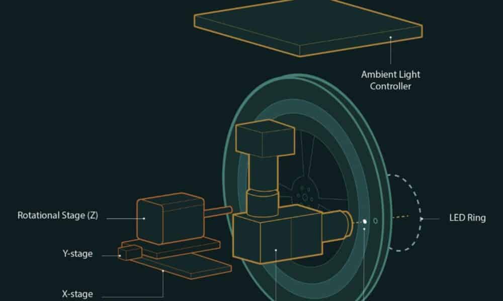 Esquema del nuevo microscopio submarino diseñado por científicos de la Universidad de Stanford, que ha permitido observar cómo funciona el proceso de absorción de CO2 de los océanos. CRÉDITORebecca Konte.  Stanford