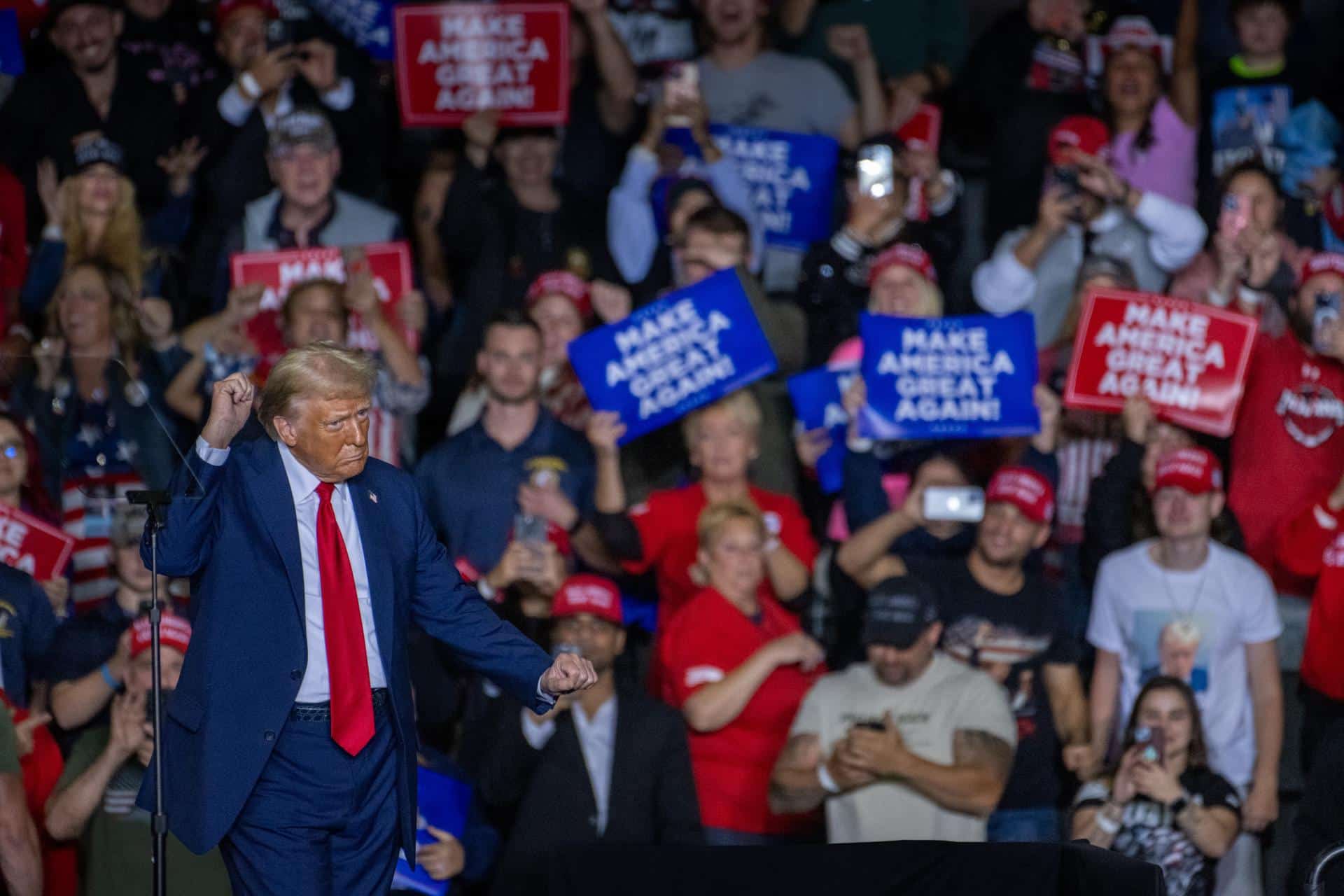 Imagen de archivo del expresidente estadounidense (2017-2021) y candidato republicano a la Casa Blanca, Donald Trump. EFE/EPA/David Muse