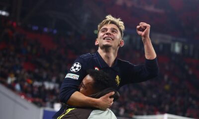 El jugador Francisco Conceicao celeba el gol de la victoria durante el partido de la segunda jornada de la UEFA Champions League que han jugado RB Leipzig y Juventus en Leipzig, Alemania. EFE/EPA/FILIP SINGER