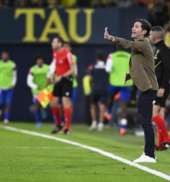 El entrenador del Villarreal, Marcelino García Toral, durante el partido de la décima jornada de LaLiga EA Sports que Villarreal CF y Getafe CF disputan este domingo en el estadio de la Cerámica. EFE/Andreu Esteban