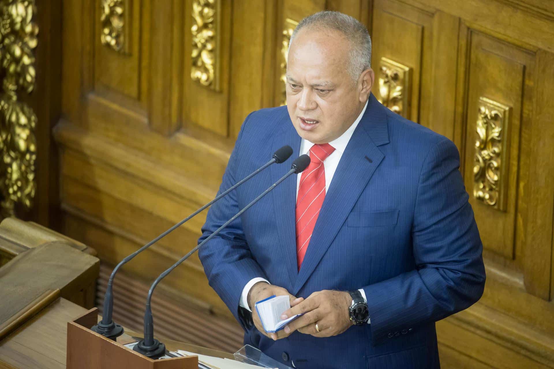 Fotografía de archivo del ministro de Relaciones Interiores, Justicia y Paz, Diosdado Cabello, durante una sesión de la Asamblea Nacional en Caracas (Venezuela). EFE/ Miguel Gutiérrez