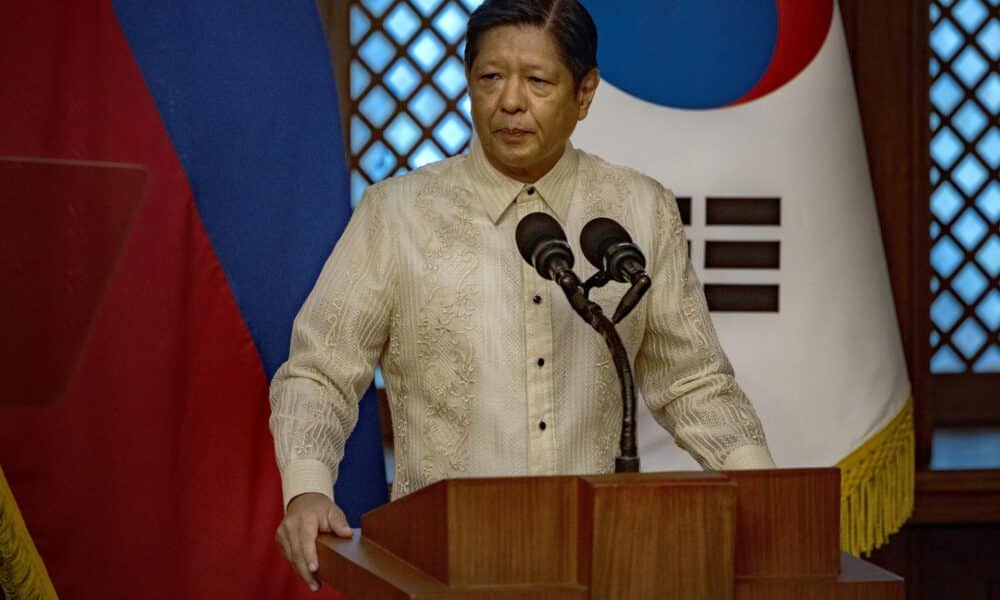 Fotografía reciente del presidente de Filipinas, Ferdinand Marcos Jr., durante una comparecencia en Manila. EFE/EPA/EZRA ACAYAN / POOL