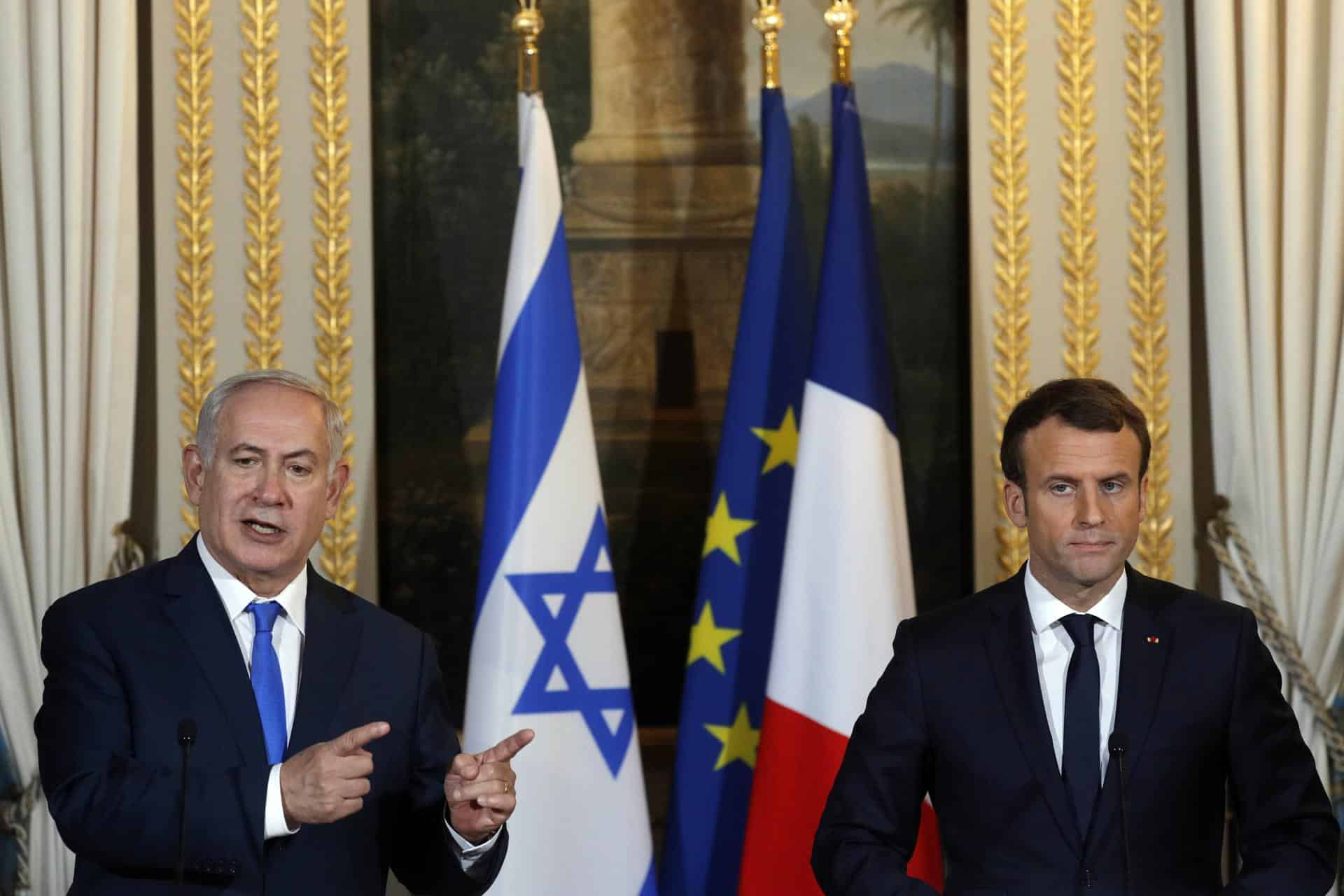 Foto archivo. Emmanuel Macron (derecha) y Benjamin Netanyahu (izquierda). EFE/EPA/PHILIPPE WOJAZER / POOL MAXPPP OUT[MAXPPP OUT]