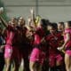 Las jugadoras de Independiente del Valle celebran su clasificación a la semifinal de la Copa Libertadores Femenina al vencer al Deportivo Cali. EFE/ Juan Pablo Pino