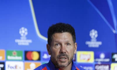 Diego Simeone, en el estadio Metropolitano, durante la rueda de prensa. EFE/ Sergio Pérez