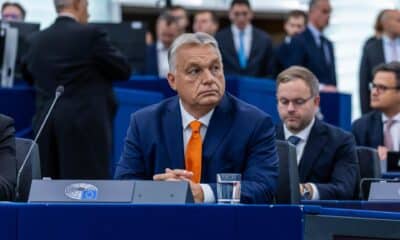 El primer ministro húngaro, Viktor Orban, en el Parlamento Europeo, el 9 de octubre de 2024. EFE/EPA/CHRISTOPHE PETIT TESSON