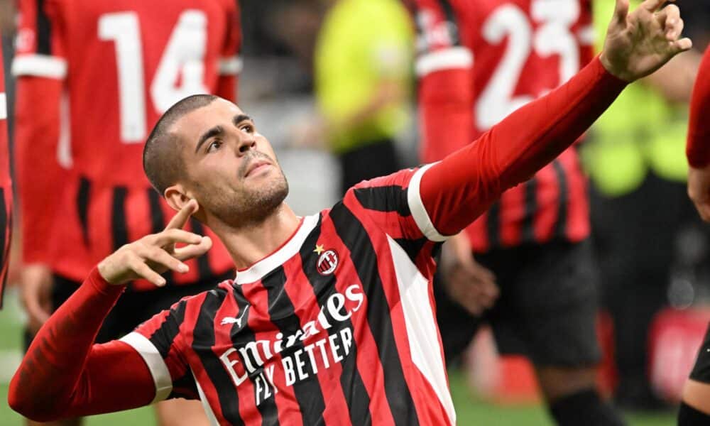 El jugador del Milan Álvaro Morata en una imagen de archivo celebrando un gol. EFE/EPA/DANIEL DAL ZENNARO